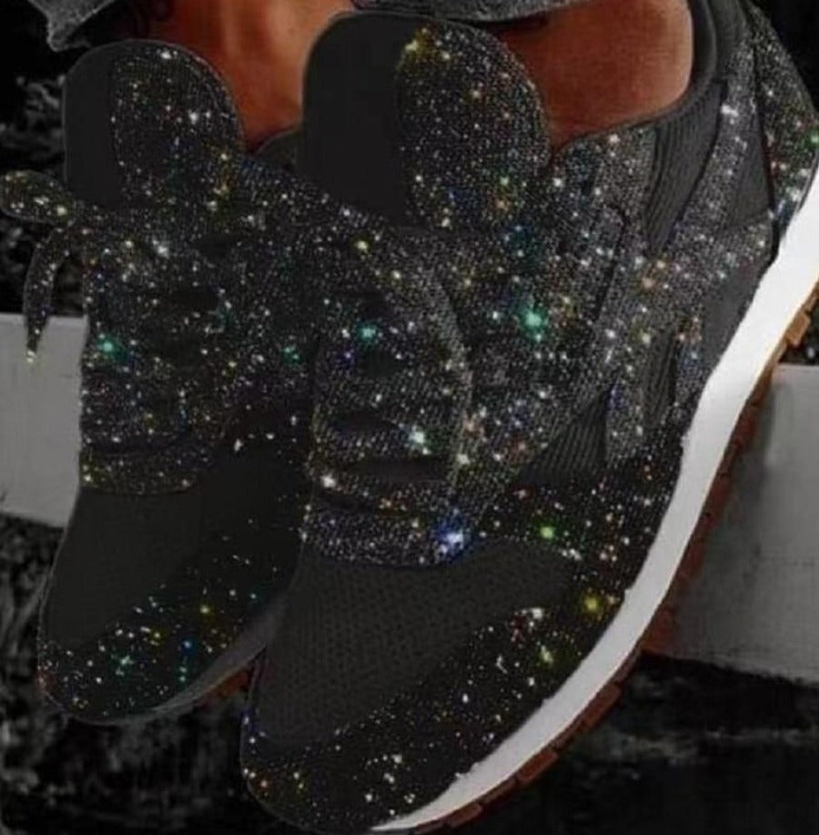 Drune | Glitzer Mesh Schnürung Plattform Komfort Vulkanisierte Sneakers