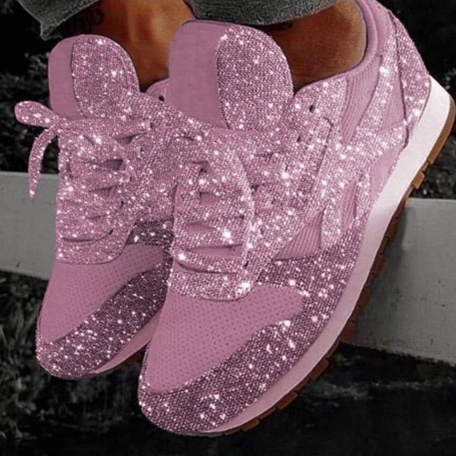 Drune | Glitzer Mesh Schnürung Plattform Komfort Vulkanisierte Sneakers