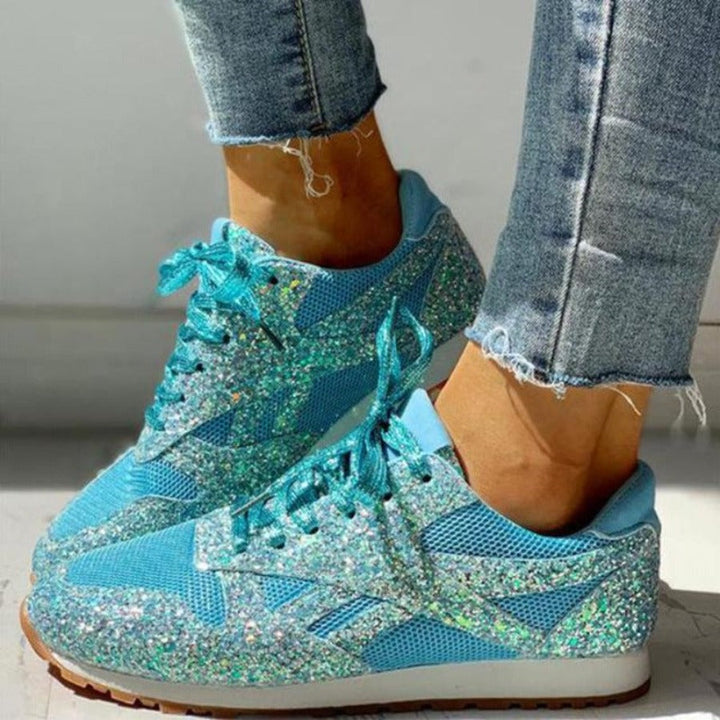 Drune | Glitzer Mesh Schnürung Plattform Komfort Vulkanisierte Sneakers