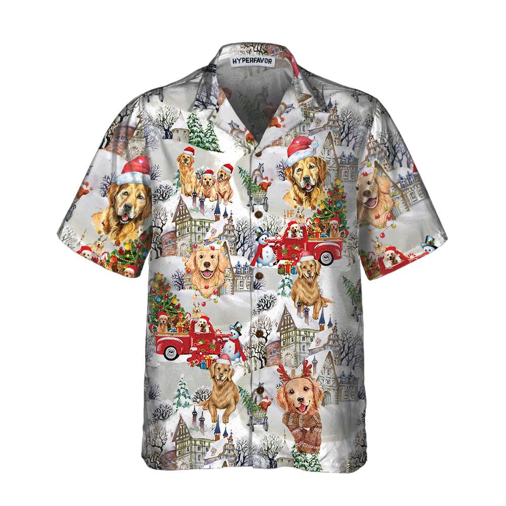 Drune | Golden Retriever An Weihnachten Hawaiian Shirt, Golden Retriever Weihnachtsshirt, Weihnachtsgeschenk für Golden Retriever Liebhaber