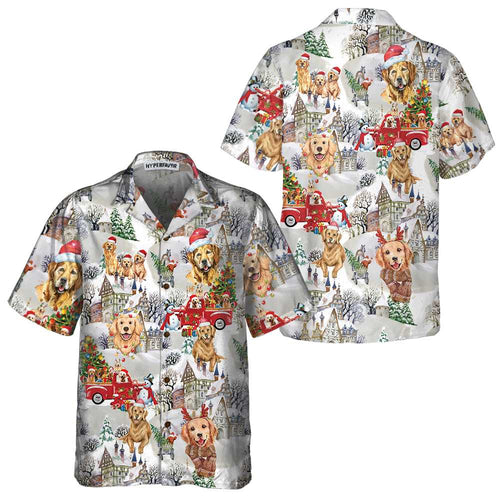 Drune | Golden Retriever An Weihnachten Hawaiian Shirt, Golden Retriever Weihnachtsshirt, Weihnachtsgeschenk für Golden Retriever Liebhaber
