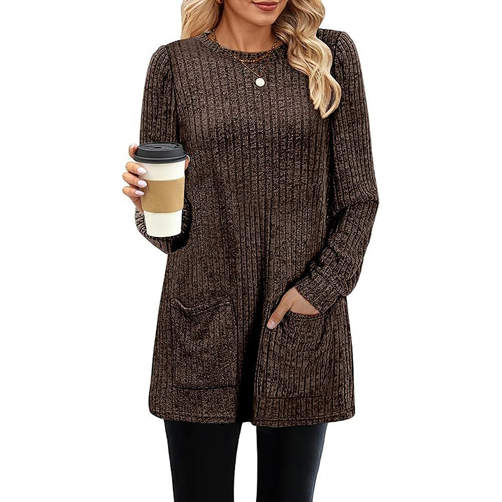 Drune |  Herbst und Winter neue halblange Pullover Kleid Frau