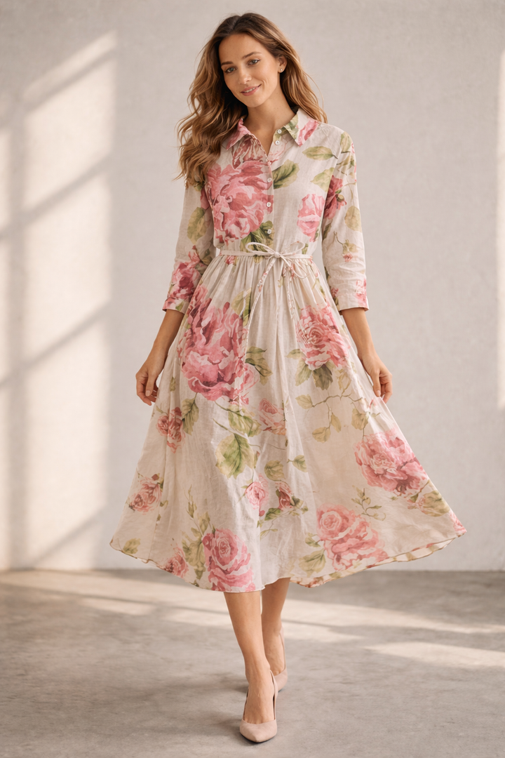 Drune | Elegantes Blumenkleid mit Knopfleiste für Damen