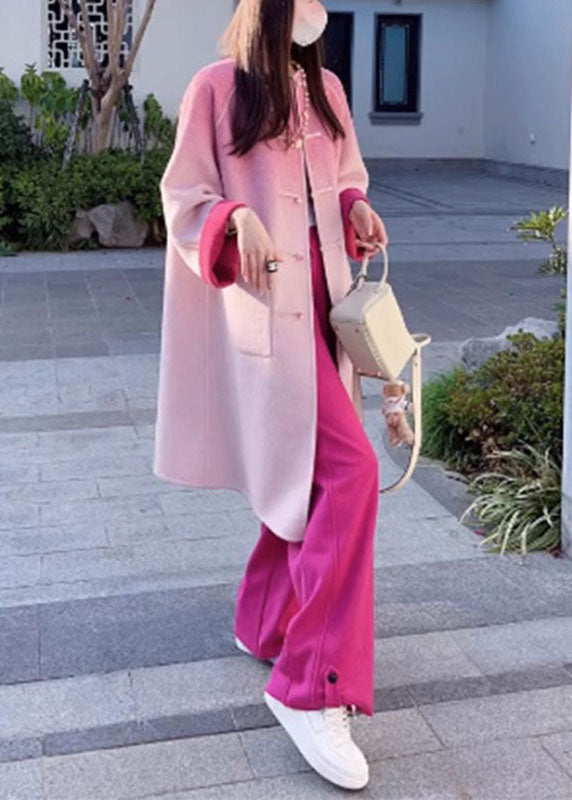 Drune | Farbe Rose Wolle Mäntel und Weite Hosen Zwei Teile Set