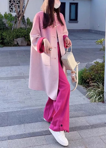 Drune | Farbe Rose Wolle Mäntel und Weite Hosen Zwei Teile Set