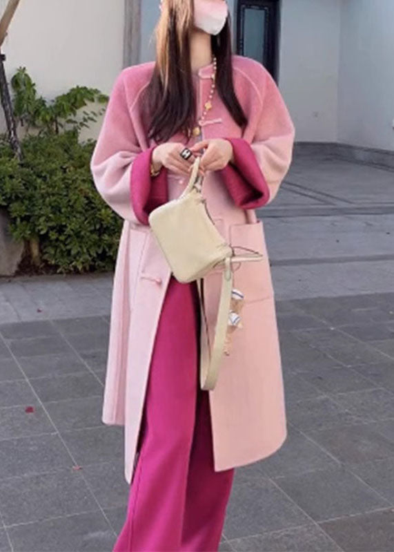 Drune | Farbe Rose Wolle Mäntel und Weite Hosen Zwei Teile Set
