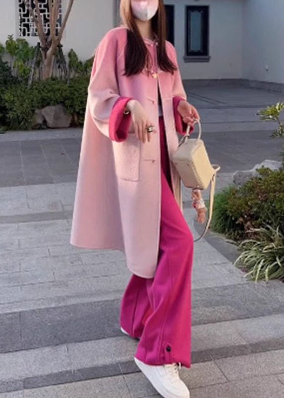 Drune | Farbe Rose Wolle Mäntel und Weite Hosen Zwei Teile Set