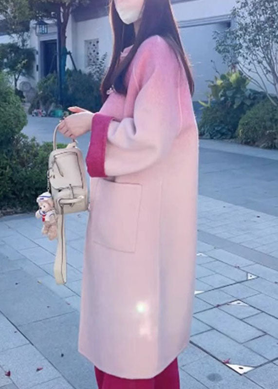 Drune | Farbe Rose Wolle Mäntel und Weite Hosen Zwei Teile Set