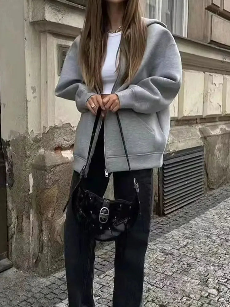 Drune | Graue Jacke Damen mit Kapuze