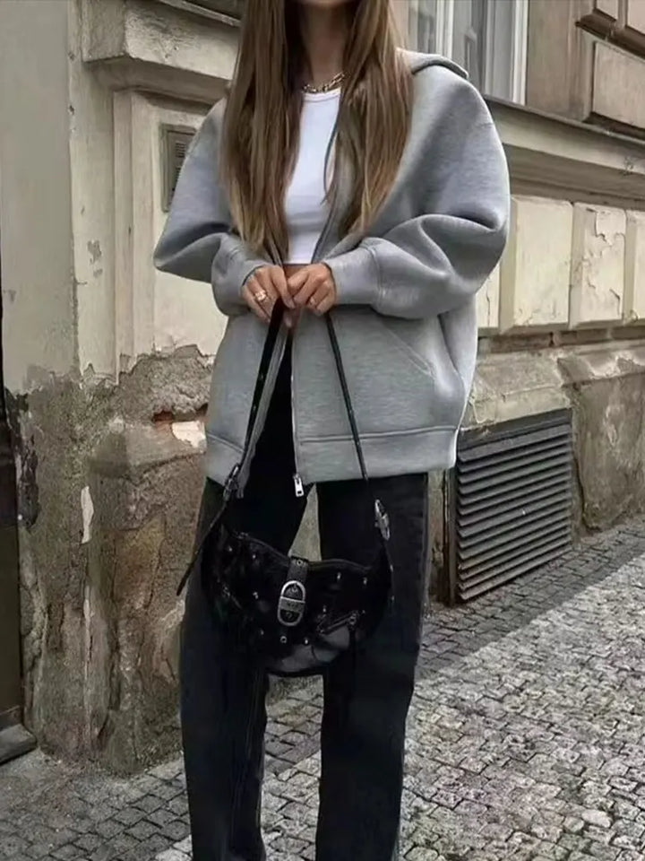 Drune | Graue Jacke Damen mit Kapuze