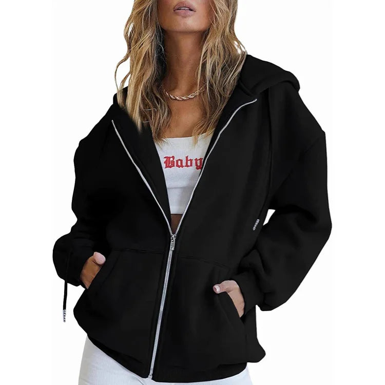 Drune | Damen Kapuzenpullover mit Reißverschluss