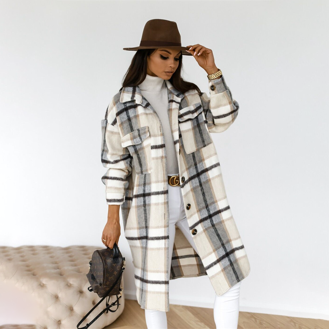 Drune | Mantel – Karierter Plaid mit Knopfverschluss