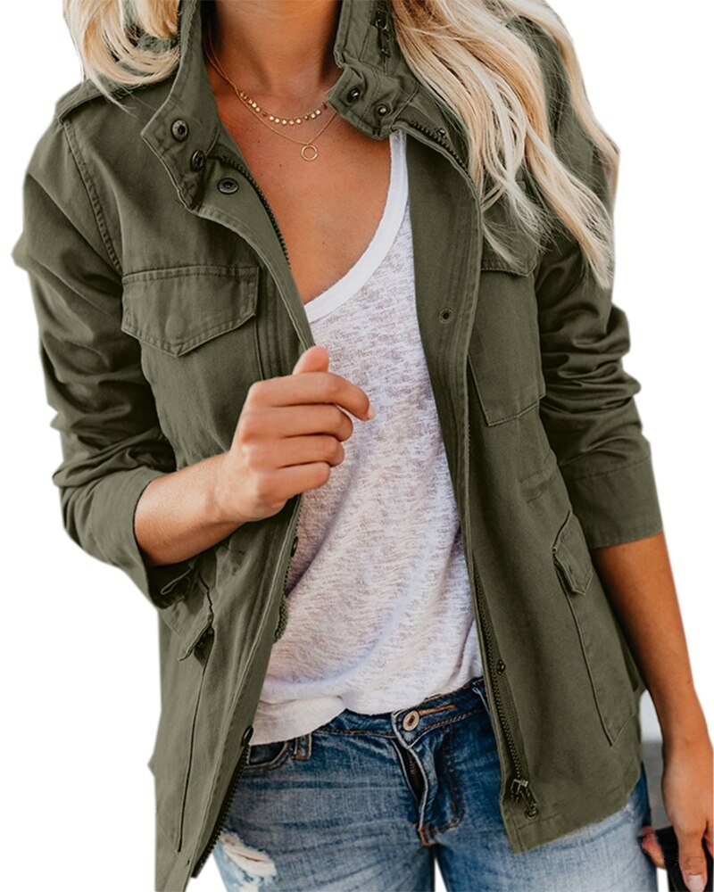 Drune | Damen Leichte Übergangsjacke mit Reißverschluss & Taschen