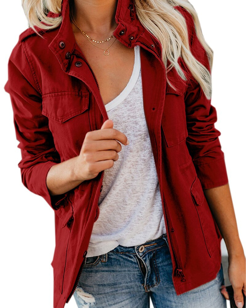 Drune | Damen Leichte Übergangsjacke mit Reißverschluss & Taschen