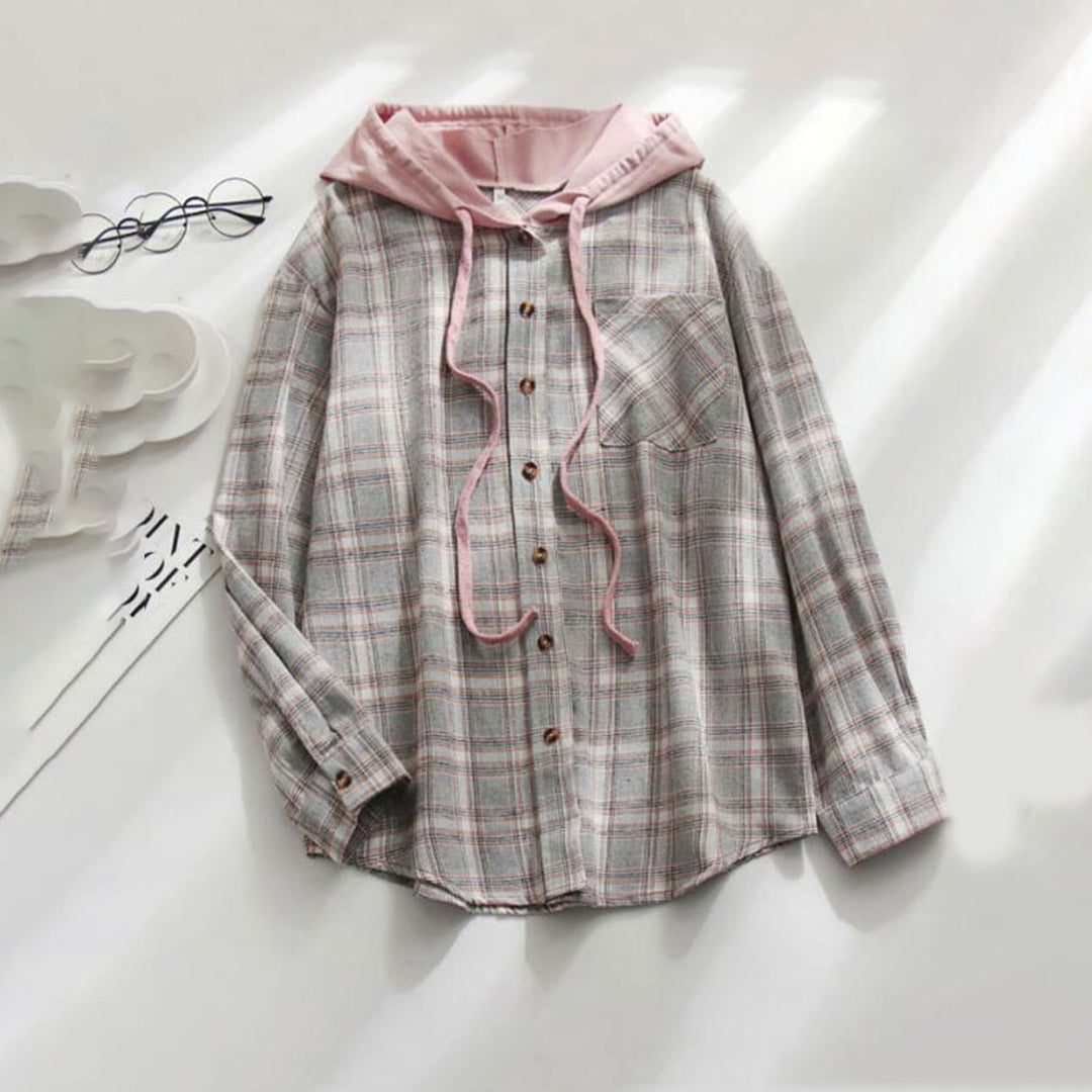 Drune | Karierte Hemd mit Kapuze und Knöpfen Baumwolle/polyester Lässig und Trendy