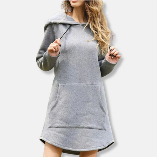 Drune | Kapuzenpullover Kleid Lässige Passform Weicher Baumwollmix Lange Ärmel