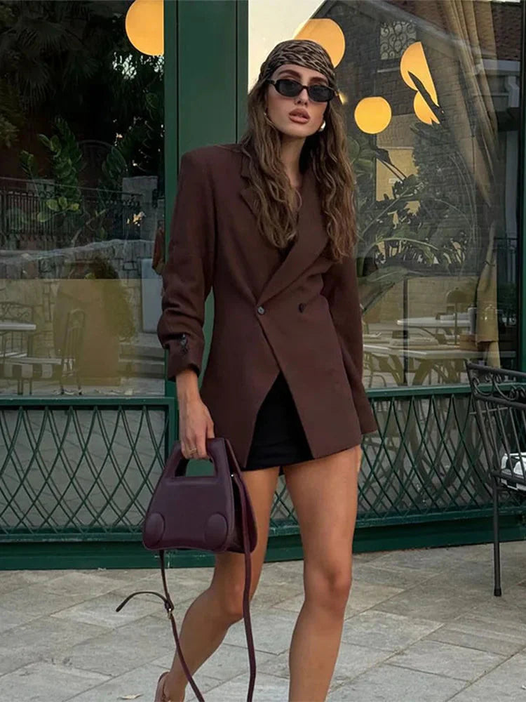 Drune | Blazer Doppelreiher Braun Blazerjacke Blazer für Damen