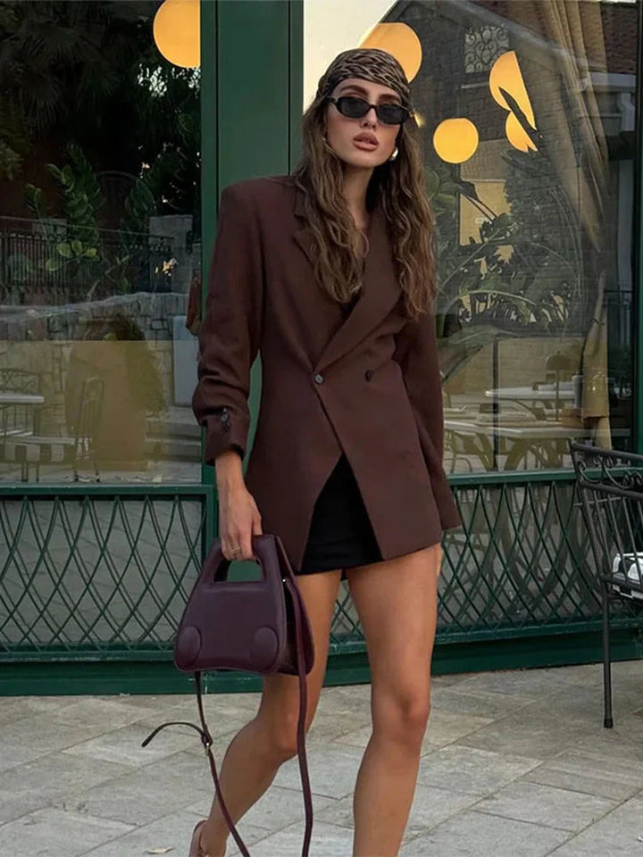 Drune | Blazer Doppelreiher Braun Blazerjacke Blazer für Damen