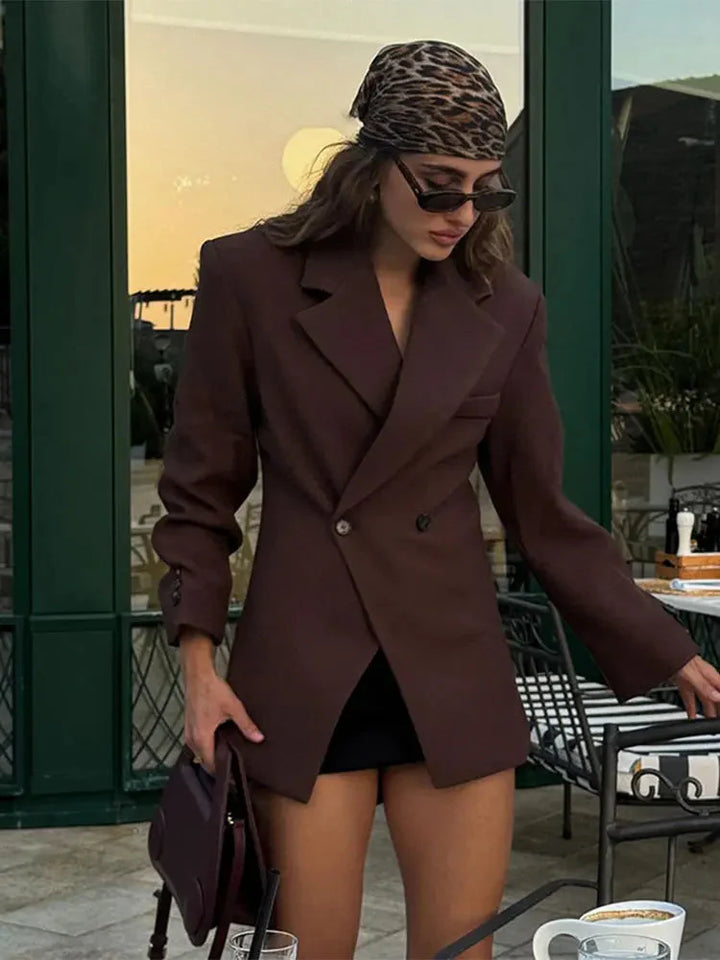 Drune | Blazer Doppelreiher Braun Blazerjacke Blazer für Damen