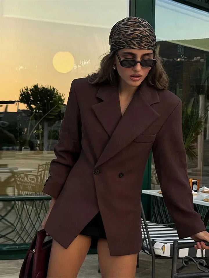 Drune | Blazer Doppelreiher Braun Blazerjacke Blazer für Damen