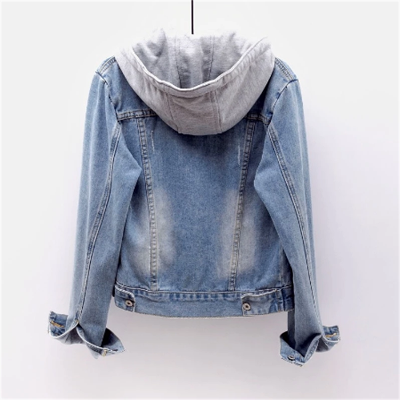 Drune | Denimjacke für Frauen Lässiger Look für Den Herbst Abnehmbare Kapuze