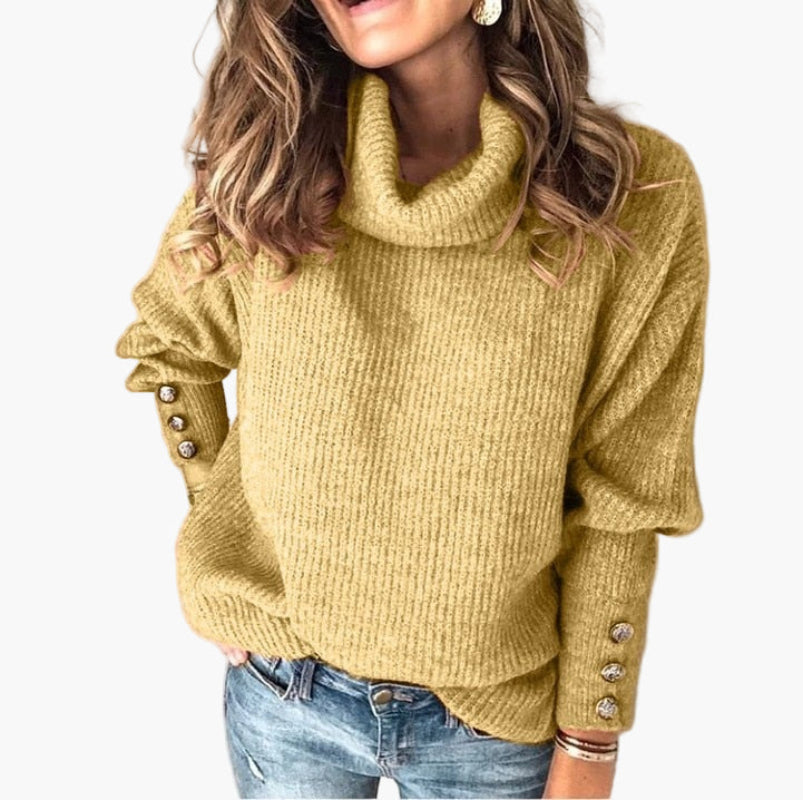 Drune | Pullover mit Rollkragen und Knopfdetails - Modischer Freizeit Strickpullover