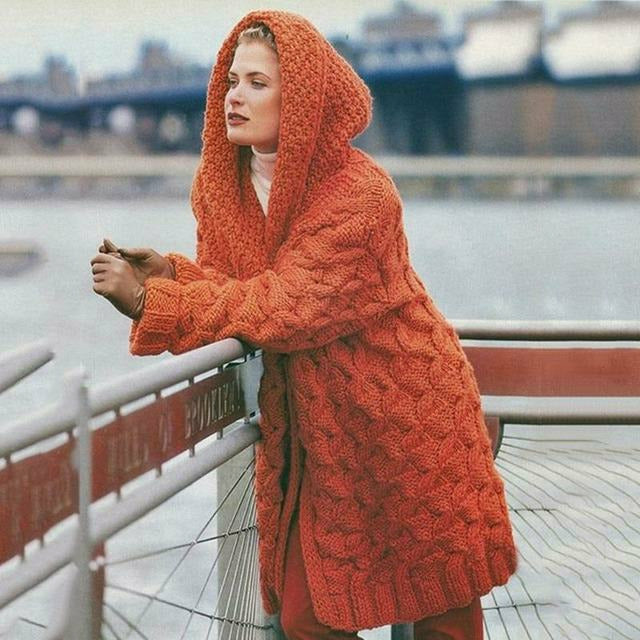 Drune | Langer Strickjacke mit Kapuze