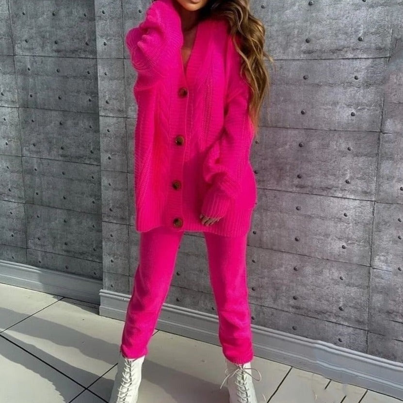 Drune | Winter Set Charmant 2-Teiliges Set mit Strickjacke und Bequemer Hose
