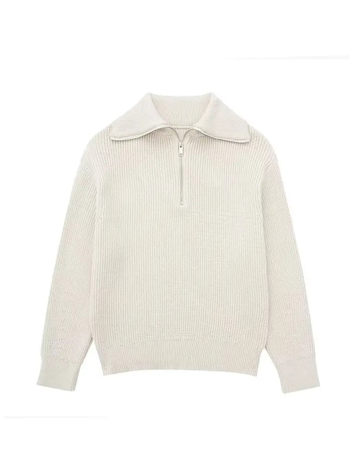 Drune | Retro Halbzip Gestreifter Pullover