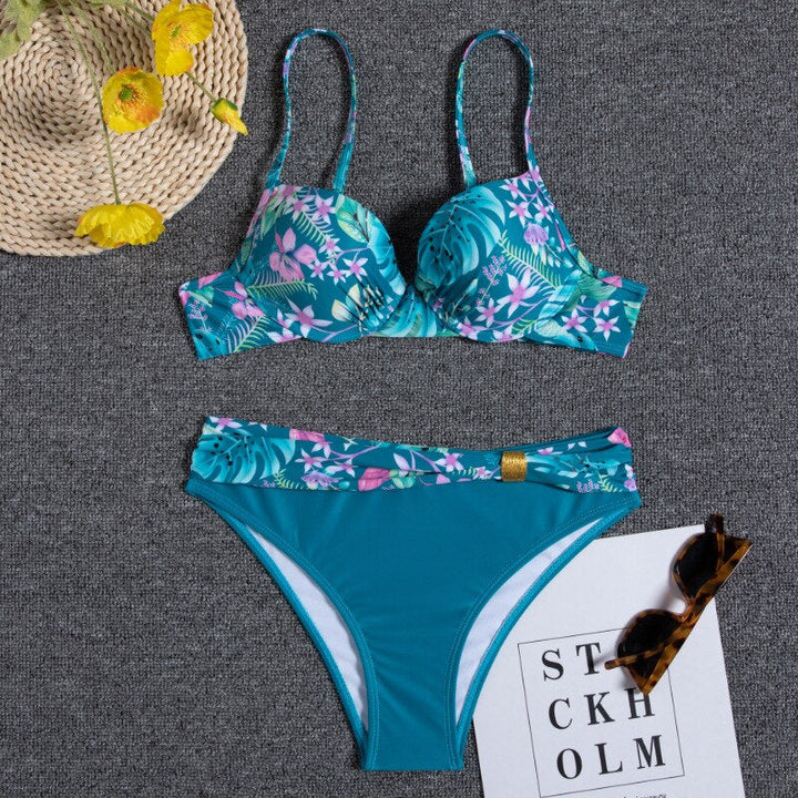 Drune - Florales Blaues Bikini-Set