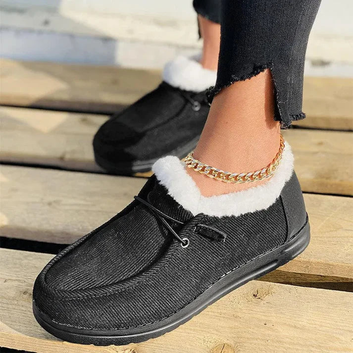 Drune | Luxuriöse Pelz Gefütterte Flache Schuhe mit Rutschfester Sohle