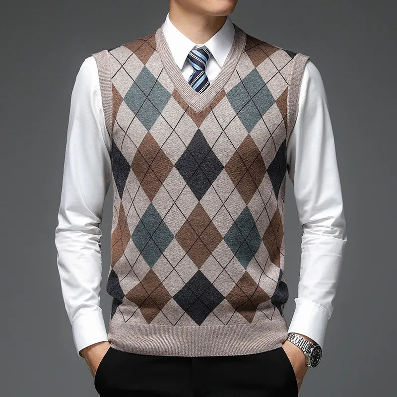 Drune | Strickweste mit Argyle-Muster