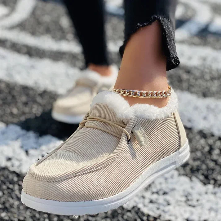Drune | Luxuriöse Pelz Gefütterte Flache Schuhe mit Rutschfester Sohle
