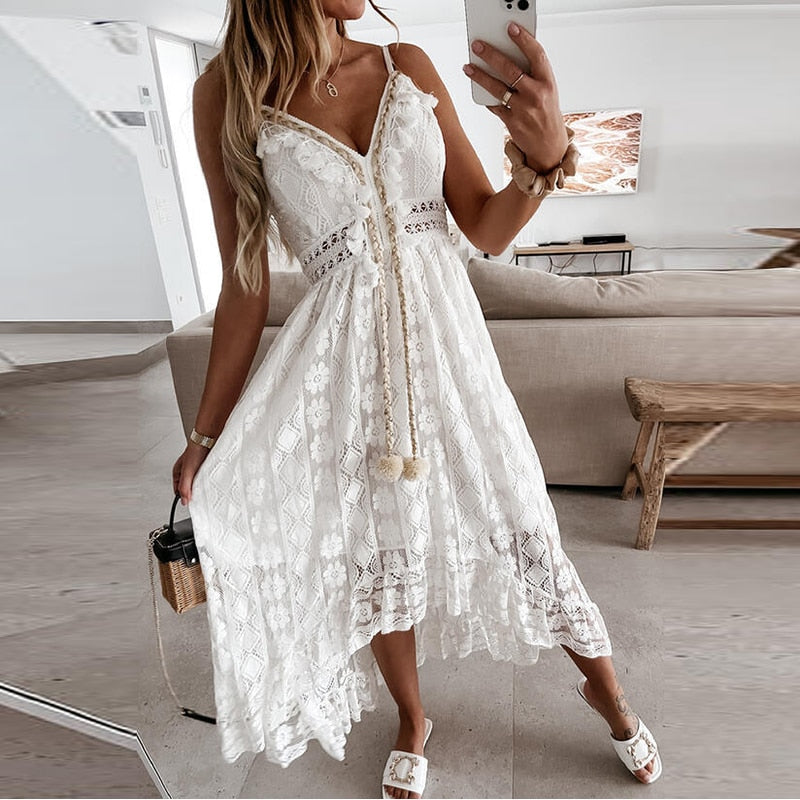 Drune | Spitzen Boho Fließkleid