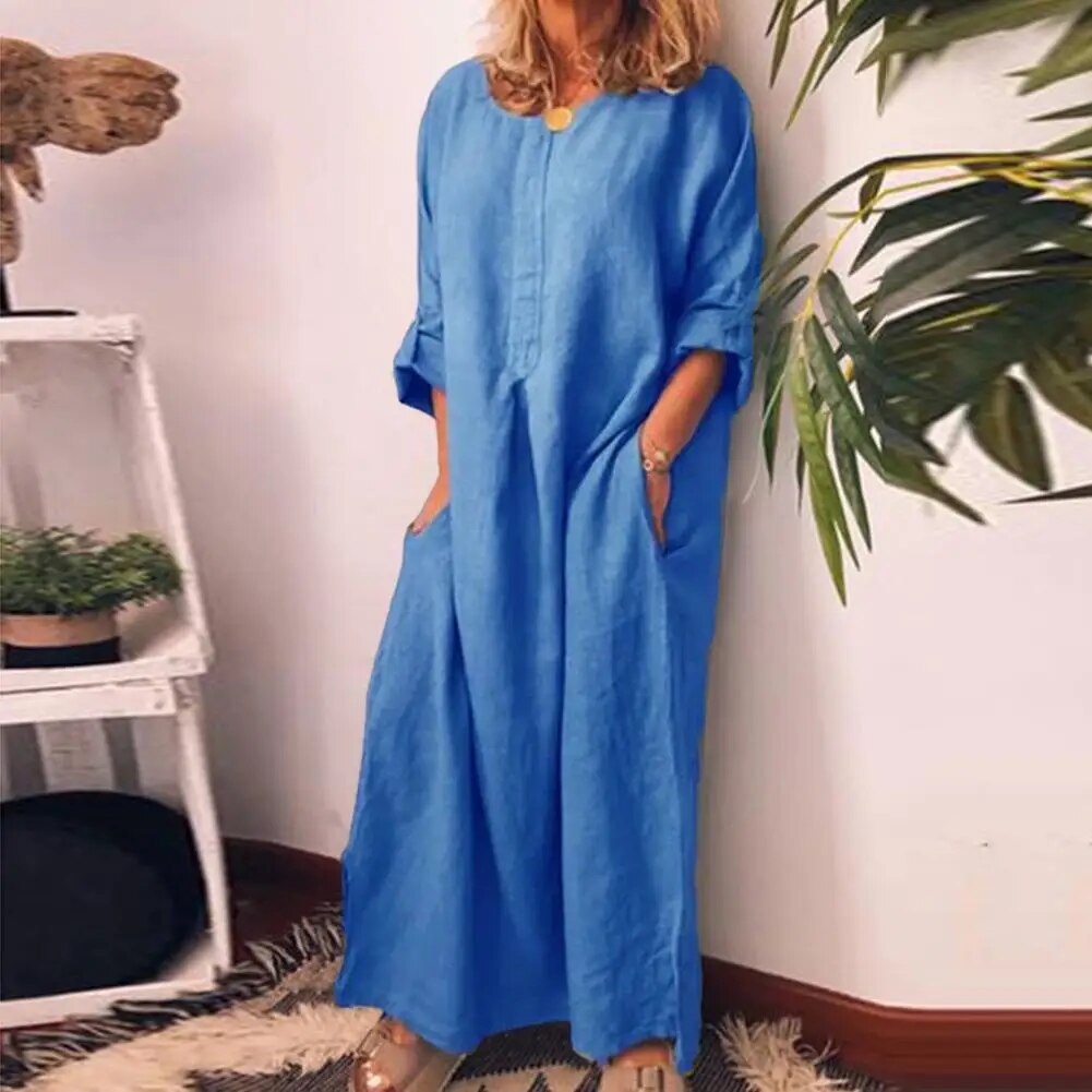 Drune | Lange Hemdkleid aus Leinenstoff Oversize
