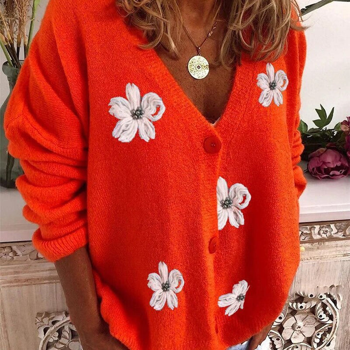 Drune | V-Ausschnitt-Strickjacke mit lockerer Passform Für Frauen