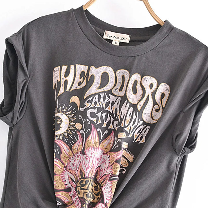 Drune | Crop-T-Shirt mit Knopfdetail