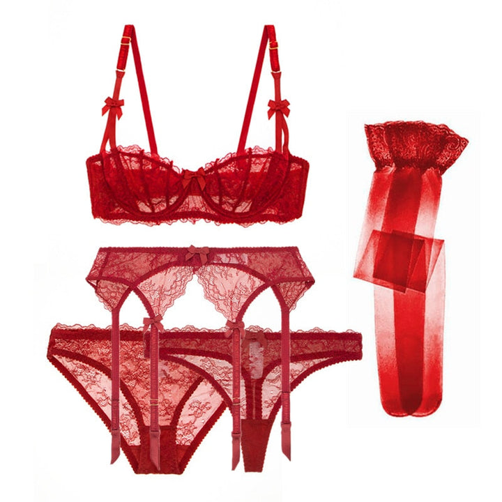 Drune | 5 Teile Spitzen Set Lingerie für Eleganz