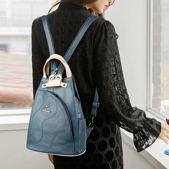 Drune | Anti Diebstahl Rucksack Aus Leder Mit Reißverschluss Für Damen