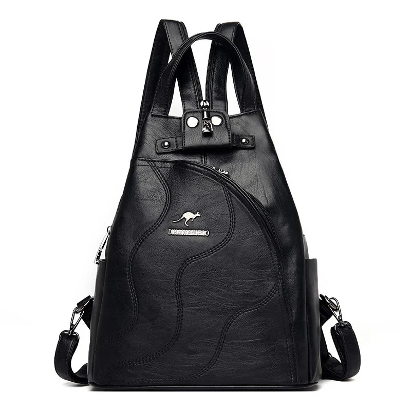 Drune | Anti Diebstahl Rucksack Aus Leder Mit Reißverschluss Für Damen