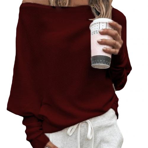Drune | Off-Shoulder Pullover - Gerippter Strick - Oversized Schnitt - Lange Ärmel Freizeit