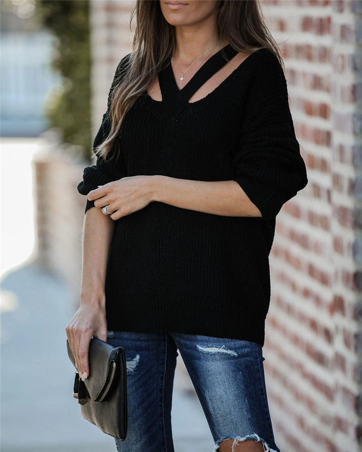 Drune Chic V Neck lässiger Oversize Pullover