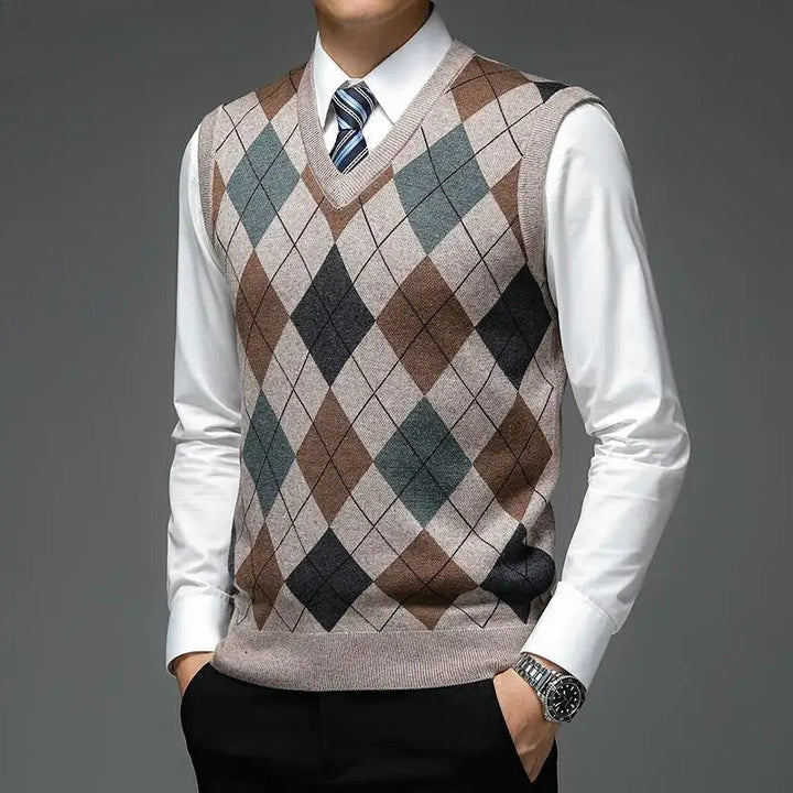 Drune | Strickweste mit Argyle-Muster