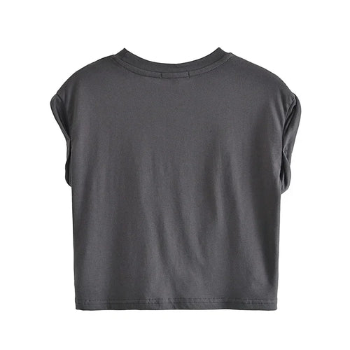 Drune | Crop-T-Shirt mit Knopfdetail