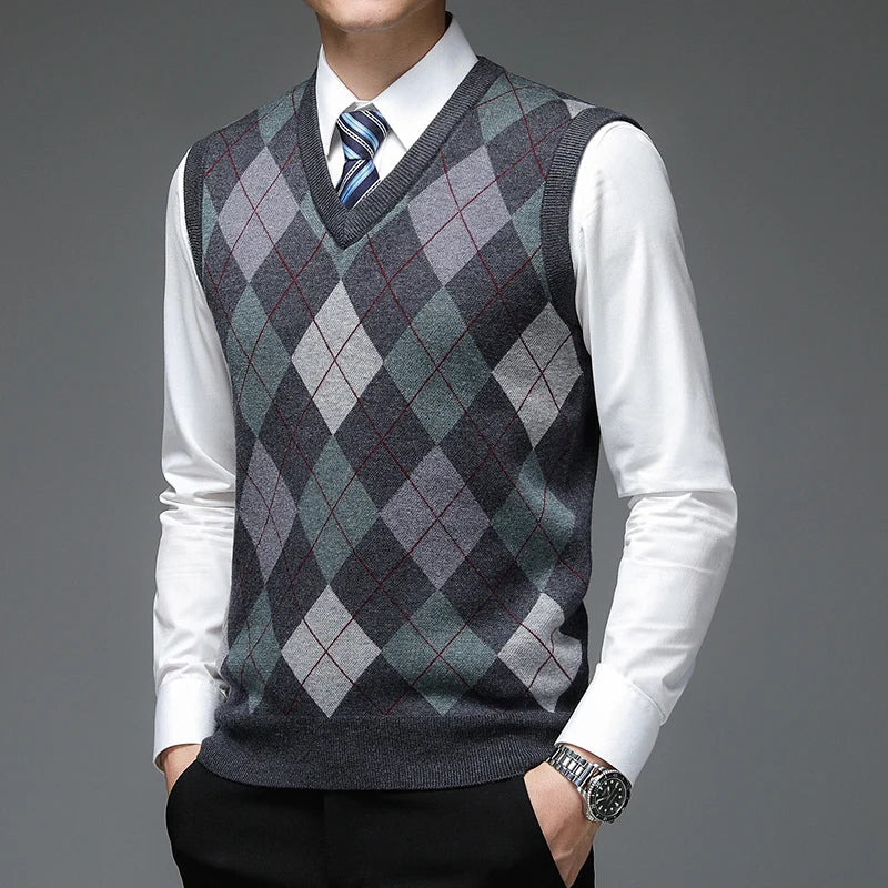 Drune | Strickweste mit Argyle-Muster