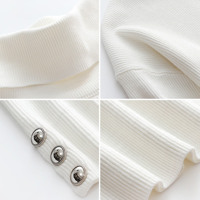 Drune | Buttoned Damen Rollkragenpullover mit stilvollem Detail