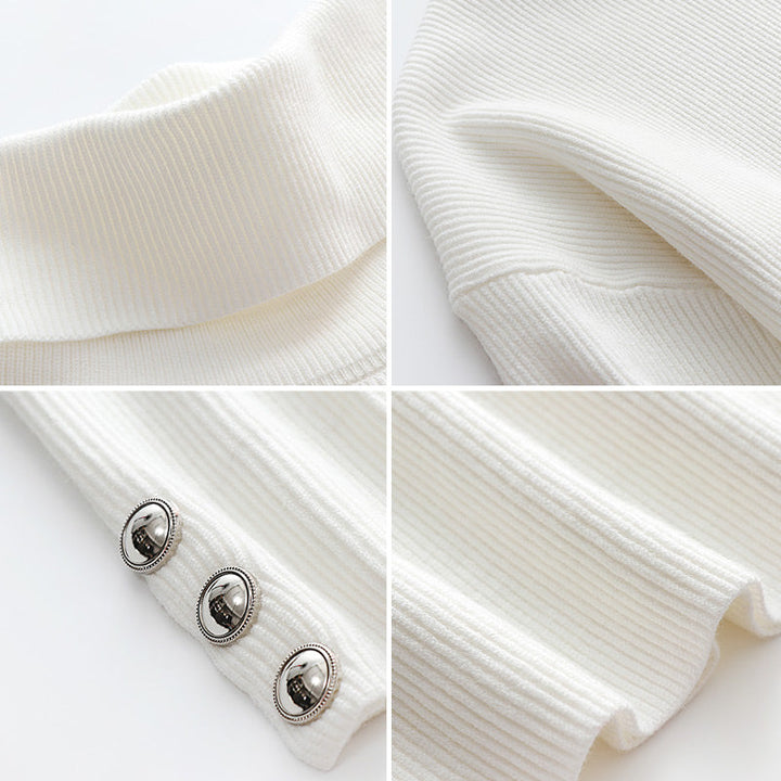 Drune | Buttoned Damen Rollkragenpullover mit stilvollem Detail