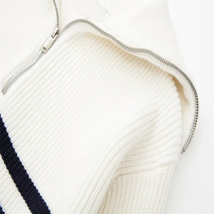 Drune | Retro Halbzip Gestreifter Pullover
