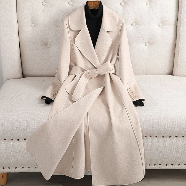 Drune | Damen Woll-Trenchcoat - Figurbetonte Silhouette - Taillierter Schnitt - Mit Reverskragen