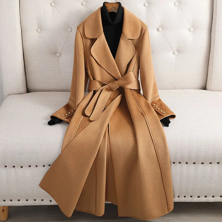 Drune | Damen Woll-Trenchcoat - Figurbetonte Silhouette - Taillierter Schnitt - Mit Reverskragen